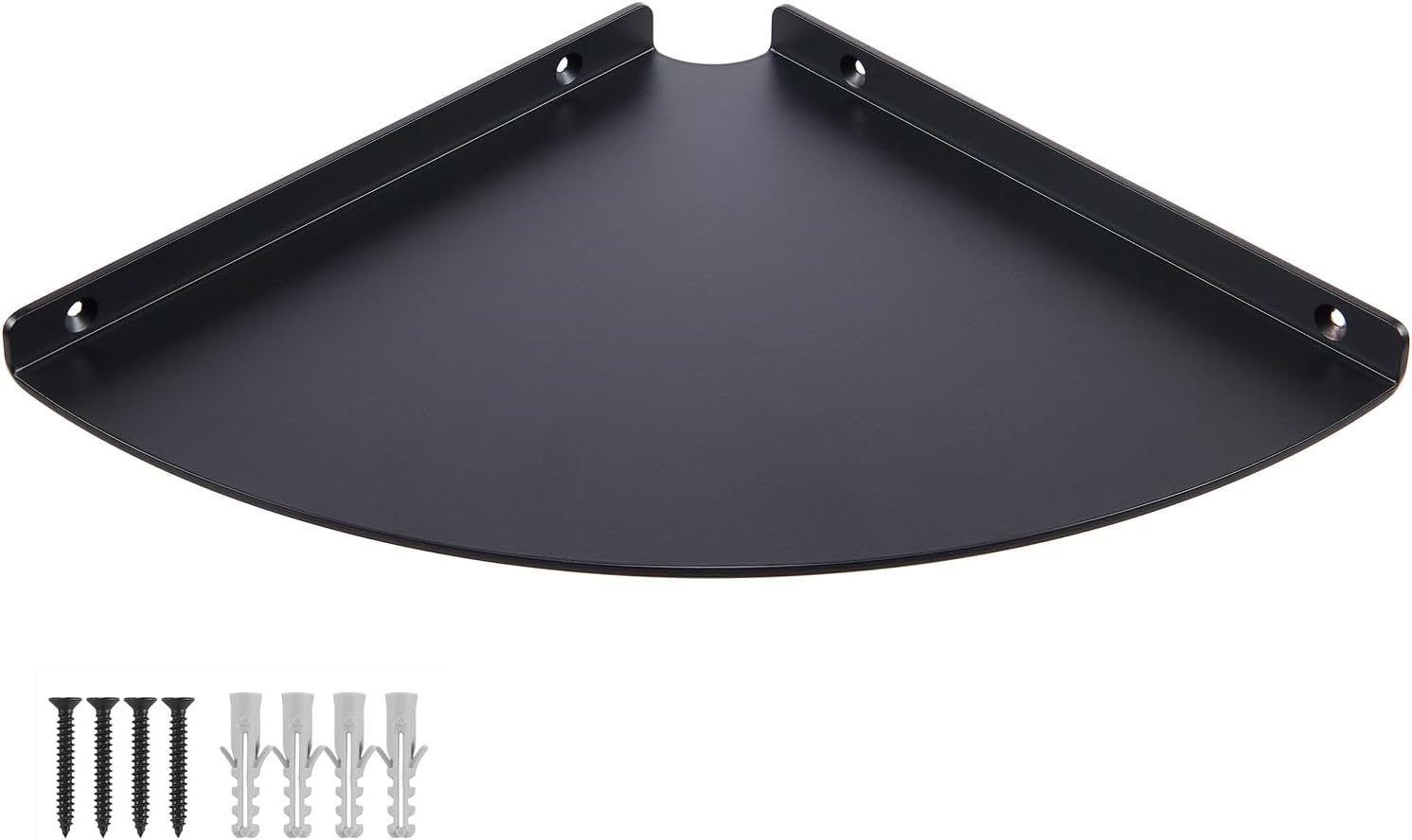 9-Inch Black Aluminum Alloy Corner Wall Shelf, Heavy-Duty Floating Storage Shelf for Bathroom, Kitchen, Bedroom, Office, Dorm & Living Room